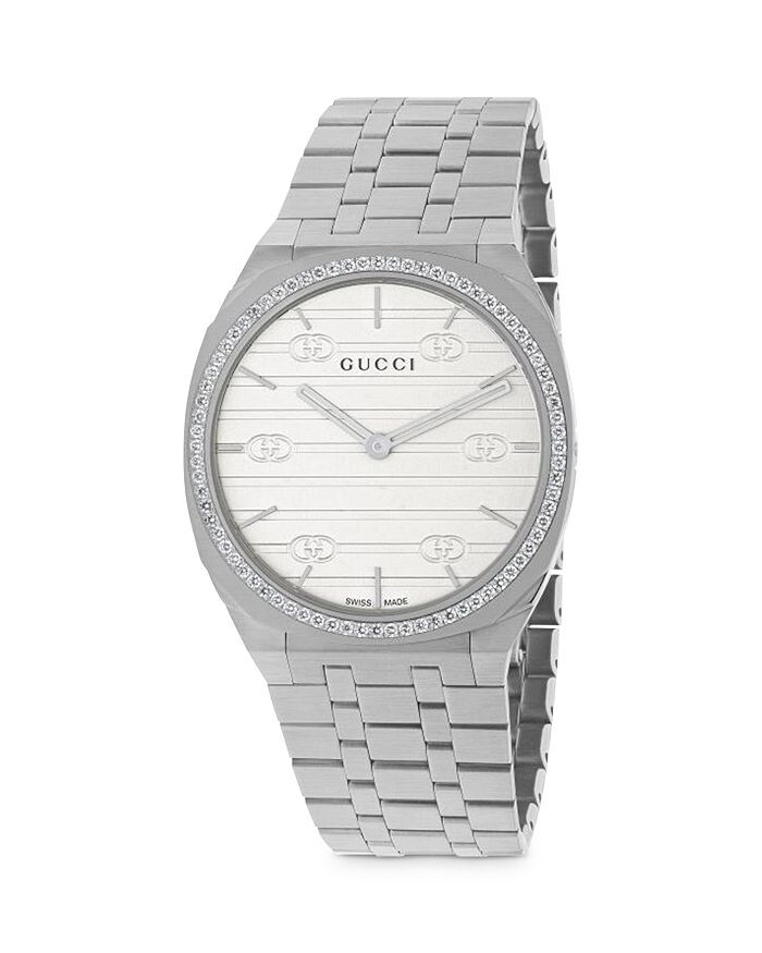 

Часы Gucci 25H, 34 мм, серебряный