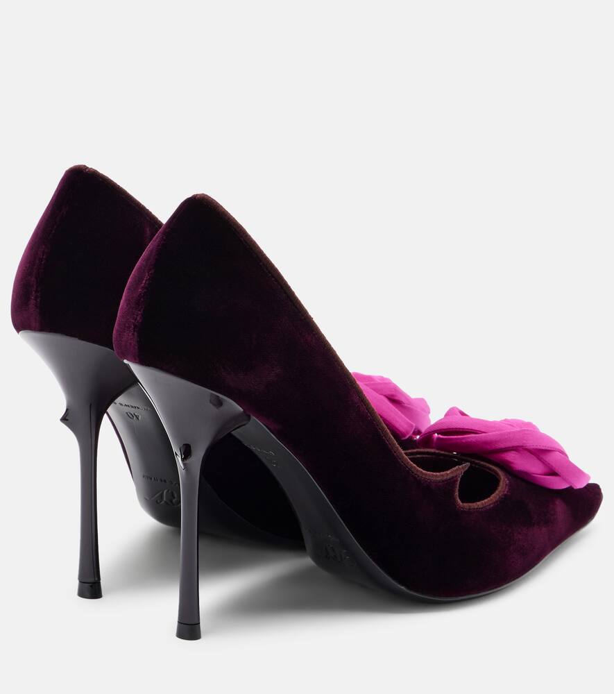 Туфли-лодочки Epine Rose 100 из цветочного бархата Roger Vivier, Burgundy+Fuxia Medio — фото 2