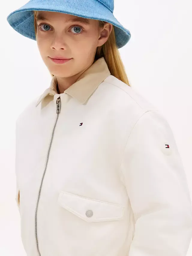 Детская хлопковая свободная куртка, бежевая Tommy Hilfiger — фото 4