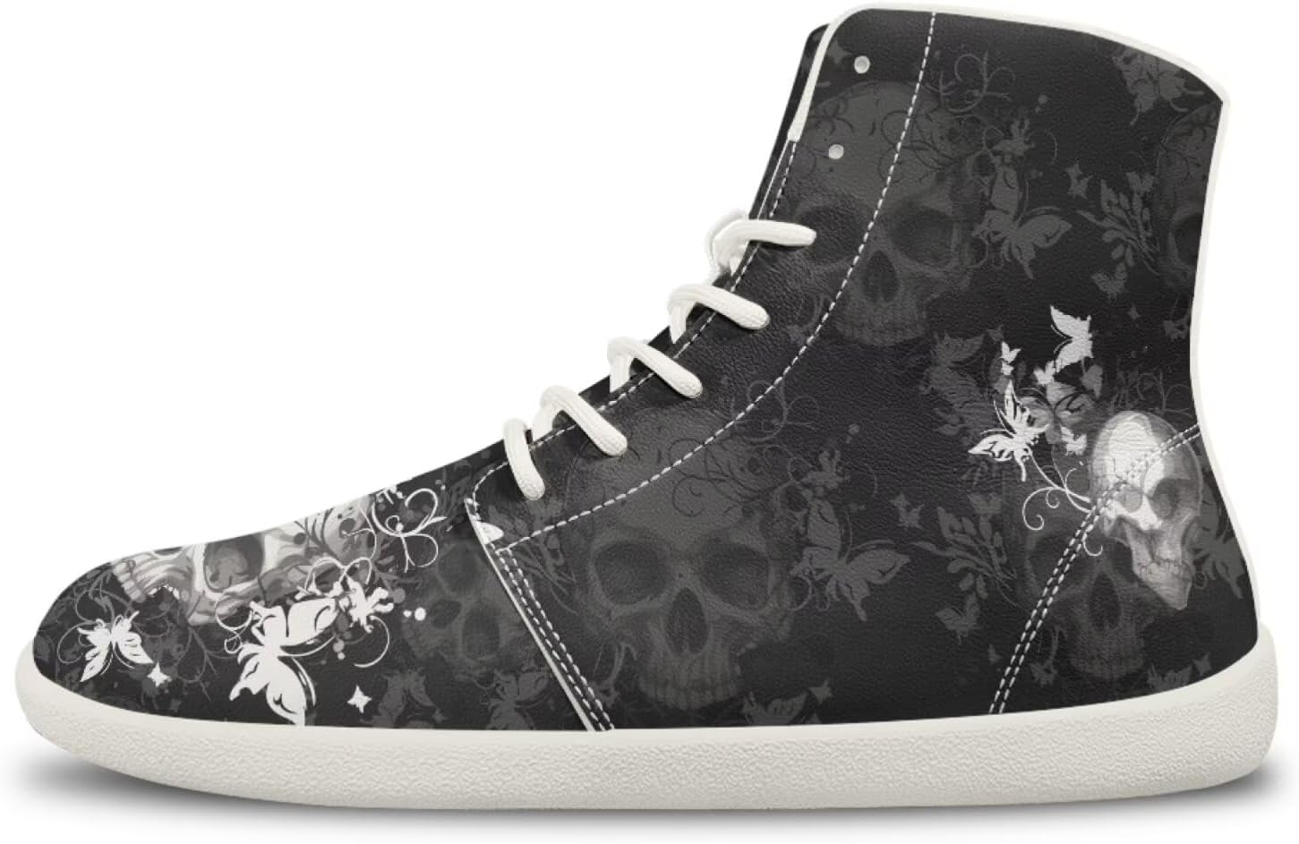 

Мужские кроссовки с черепом, высокие средней посадки, спортивные для бега, тенниса и активного отдыха, с ремешком Ecaestolph, черный/серый