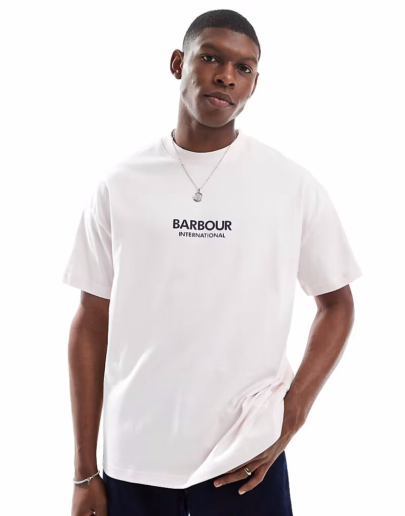 

Футболка Barbour International Formula oversize в кварцево-розовом цвете