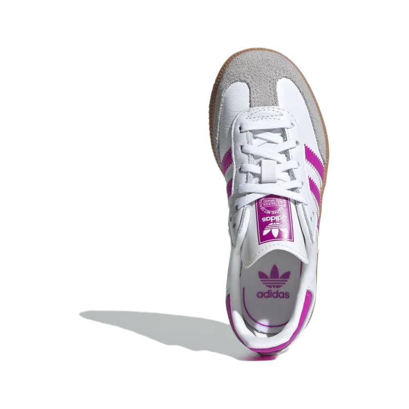 Adidas Originals Детские кроссовки для скейтбординга SAMBA OG Low Top, белые, фиолетовые, серые, для детей от 3 до 7 лет — фото 3