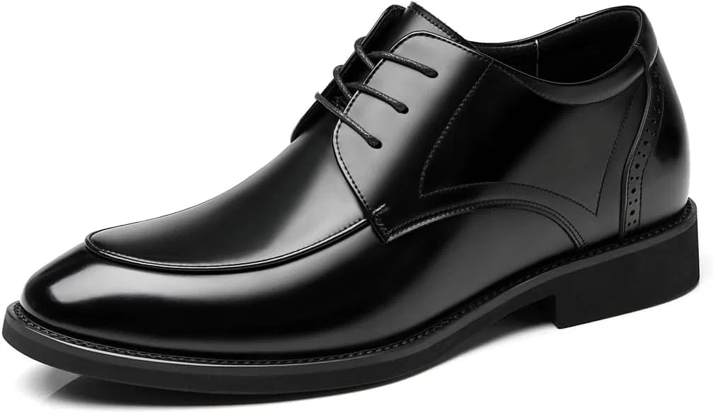 Лоферы кожаные на каблуке, Men's Invisible Height Increasing Loafers, Black UKUBOXBAG