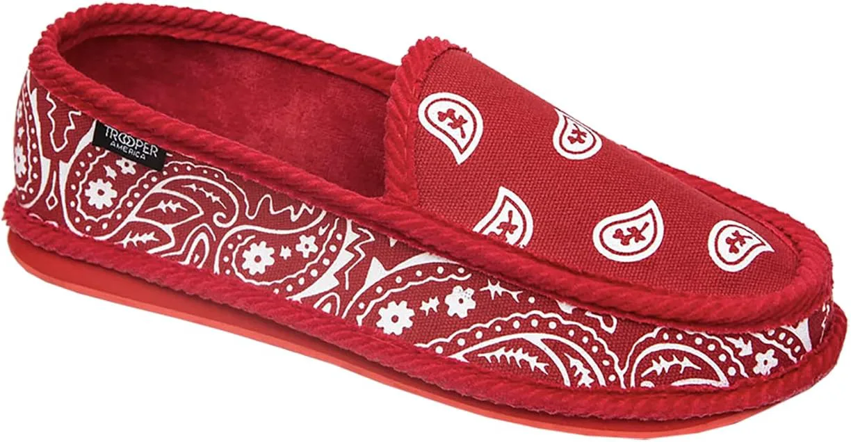 

Мужские тапочки Trooper America KS-002 с красным банданой и узором пейсли | Уютные, яркие домашние шлепанцы | Суперподушка для использования дома и на улице, красный