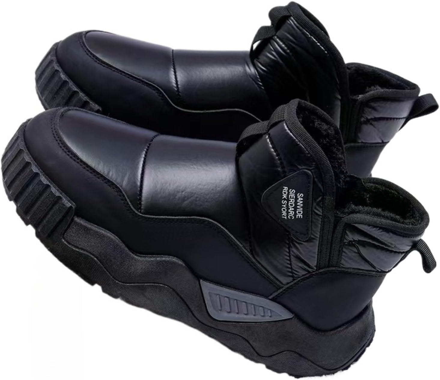 

Зимние мужские ботинки Azttoztto, термоизолированные, на липучке, средний верх, с толстой подошвой для увеличения роста, водонепроницаемые, для холодной погоды, для активного отдыха на улице, черный