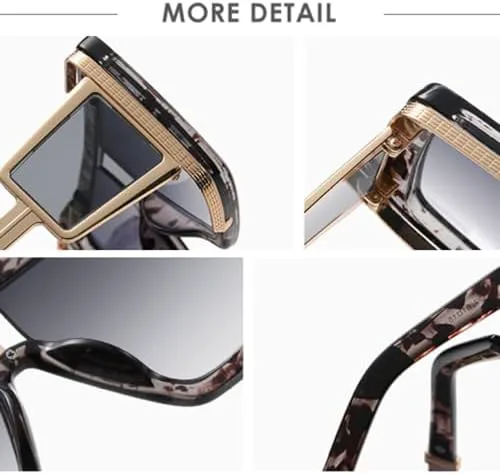 

Модные большие квадратные солнцезащитные очки для женщин, ретро-очки для мужчин с принтом, большие оправы, трендовые солнцезащитные очки для женщин MTZJH, Leopard