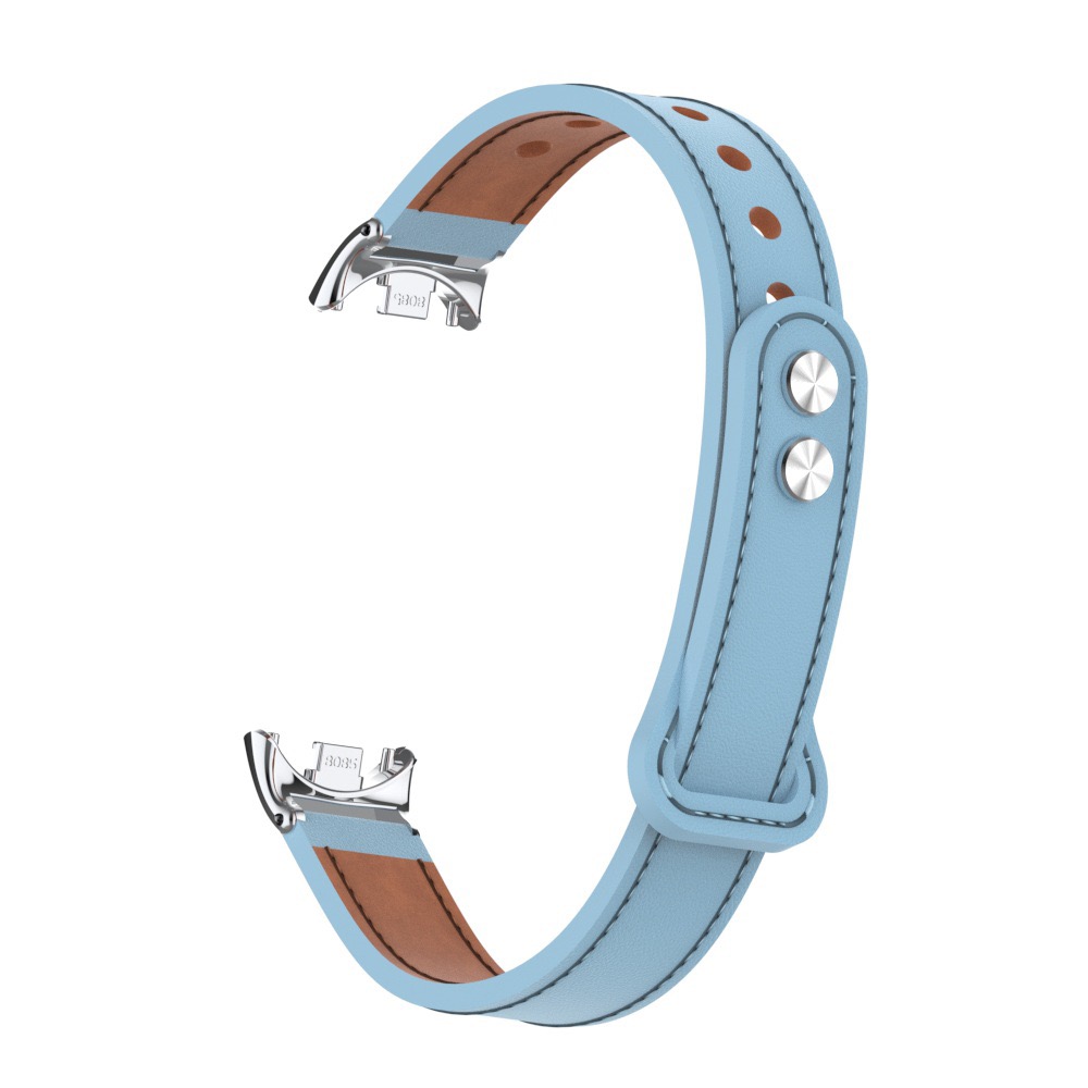 

CHENSONG Часы Strap Xiaomi Compatibility Leather, Reverse buckle double nail model - haze blue [with metal link head]