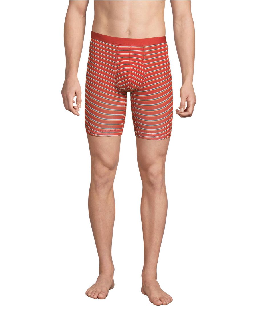 

Мужские удобные трикотажные боксерские трусы с длиной внутреннего шва 7 дюймов Lands' End, Orange/gray/blue