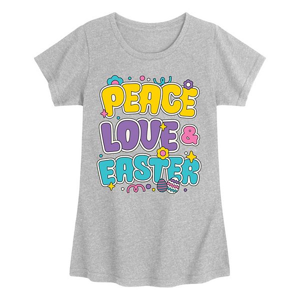 

Футболка с принтом peace love для девочек 7-16 лет Licensed Character, Heather Gray