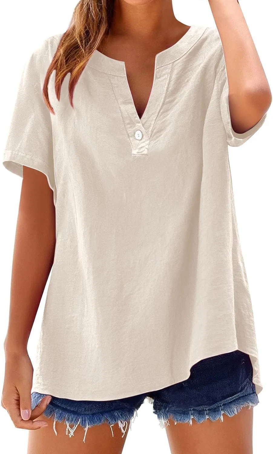 Блуза свободного кроя Loose Button Shirt Top, бежевый