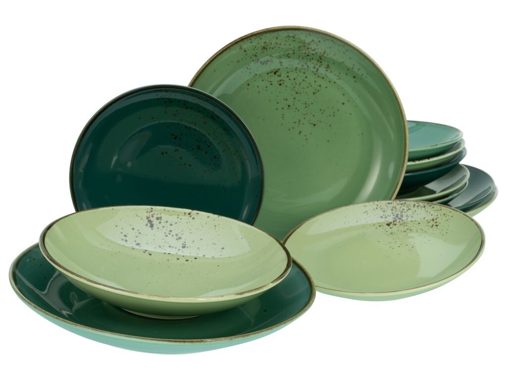 

CreaTable, 33322, Nature Collection Green Life, набор тарелок, 12 предметов, керамика, зеленый