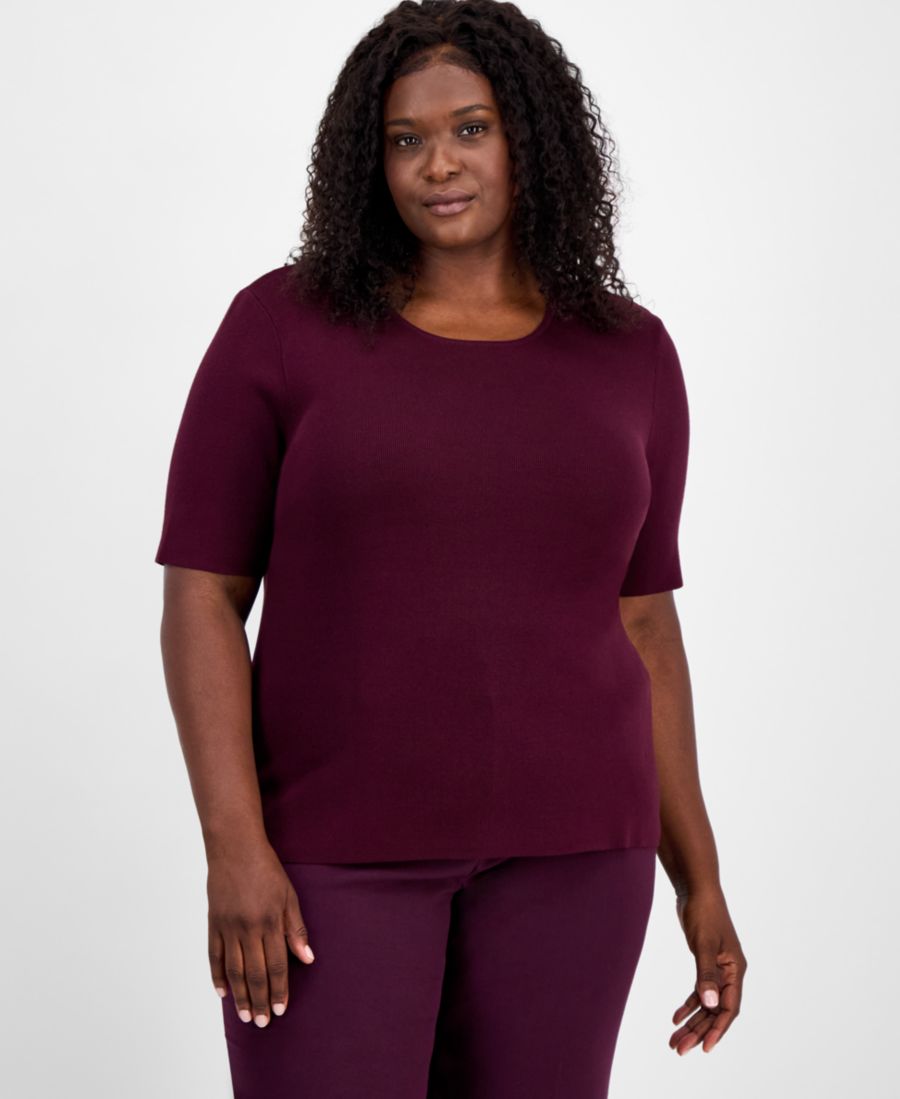 

Свитер-футболка больших размеров Tahari ASL, Plum, Фиолетовый, Свитер-футболка больших размеров Tahari ASL, Plum