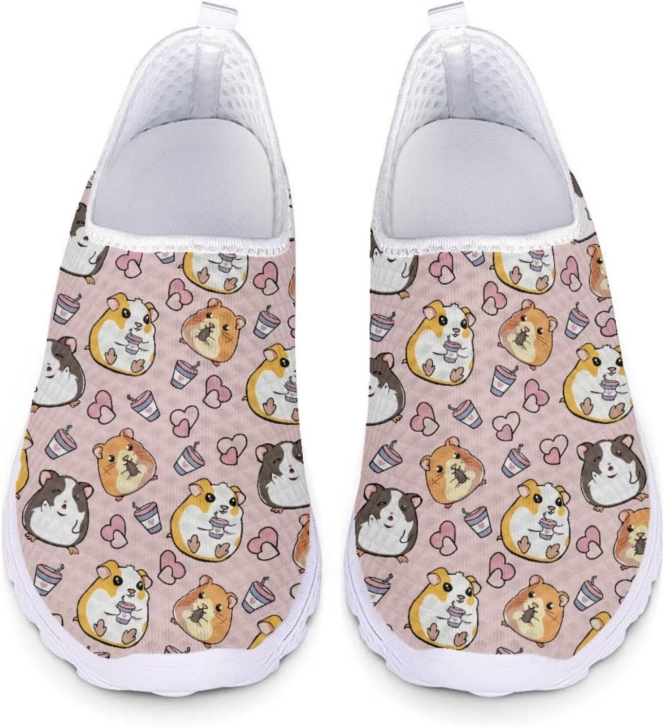 

Женские и мужские кроссовки для ходьбы, сетчатые, с плоской подошвой, без застежки, дышащие, размеры США 5-12 Xixirimido, Cute Hamster