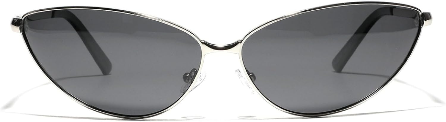 

Поляризованные солнцезащитные очки «кошачий глаз» для женщин и мужчин, модные очки в стиле Y2K с металлическим обтекаемым оправой, овальной формы, N45 mincl, Silver Gray