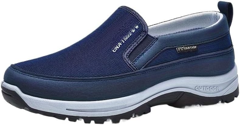 

Мужские лоферы больших размеров на летней подошве, слипоны из полотна, повседневные нескользящие ортопедические кроссовки, удобные прогулочные обувь-балетки Hchctry, темно-синий