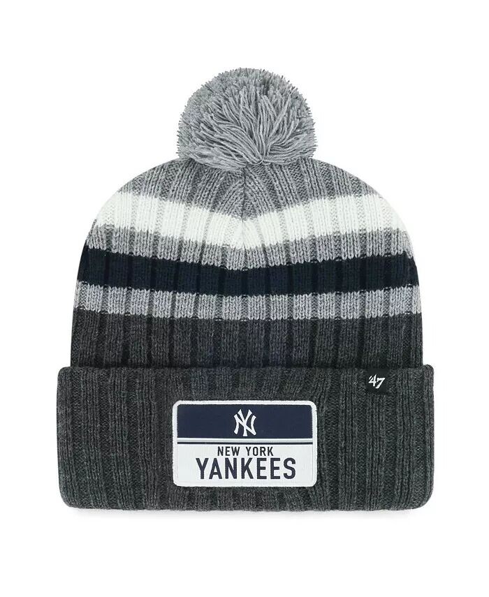 

Мужская серая вязаная шапка New York Yankees с манжетами и помпоном '47 Brand, серый