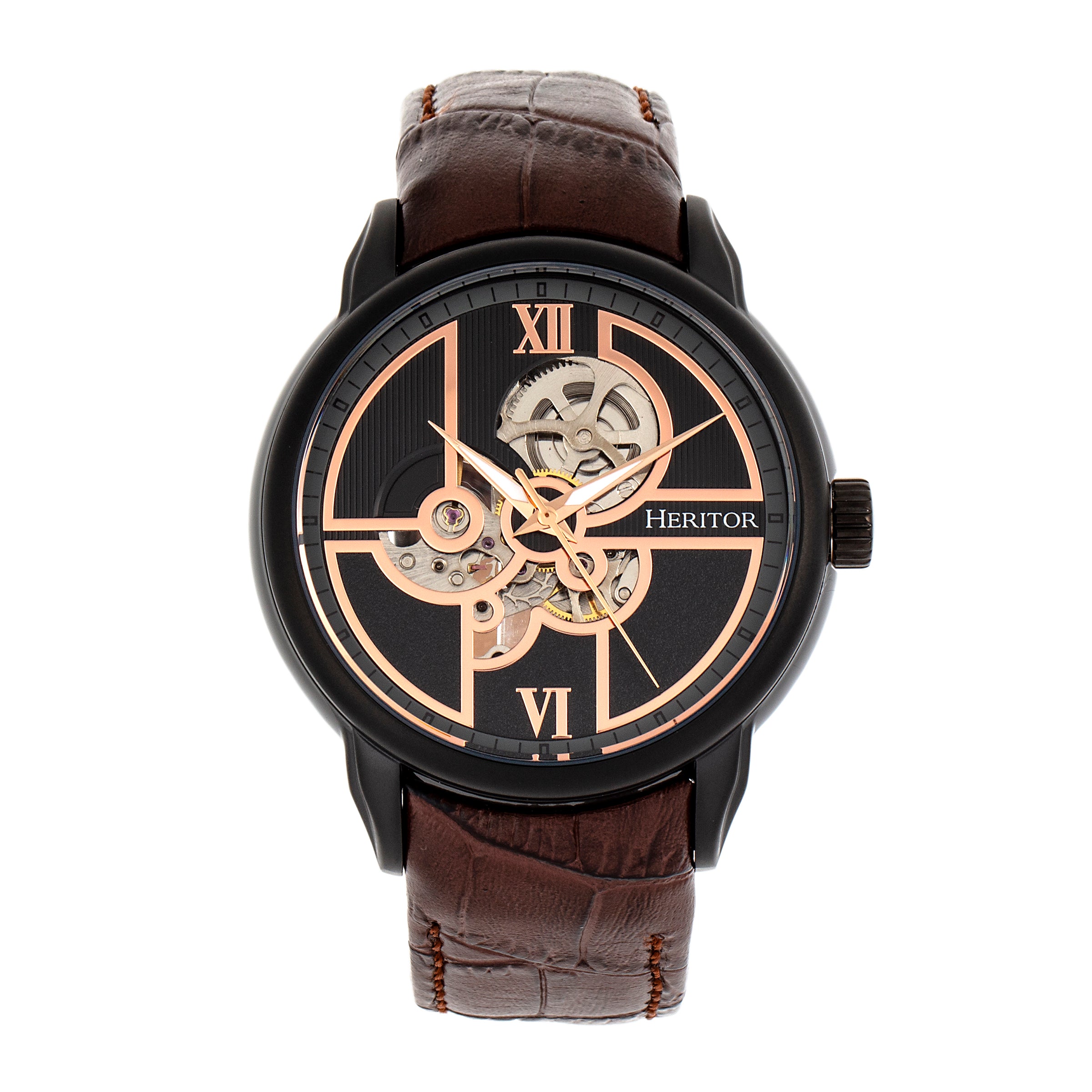 

Часы Sanford Semi-Skeleton с кожаным ремешком Heritor Automatic, коричневый