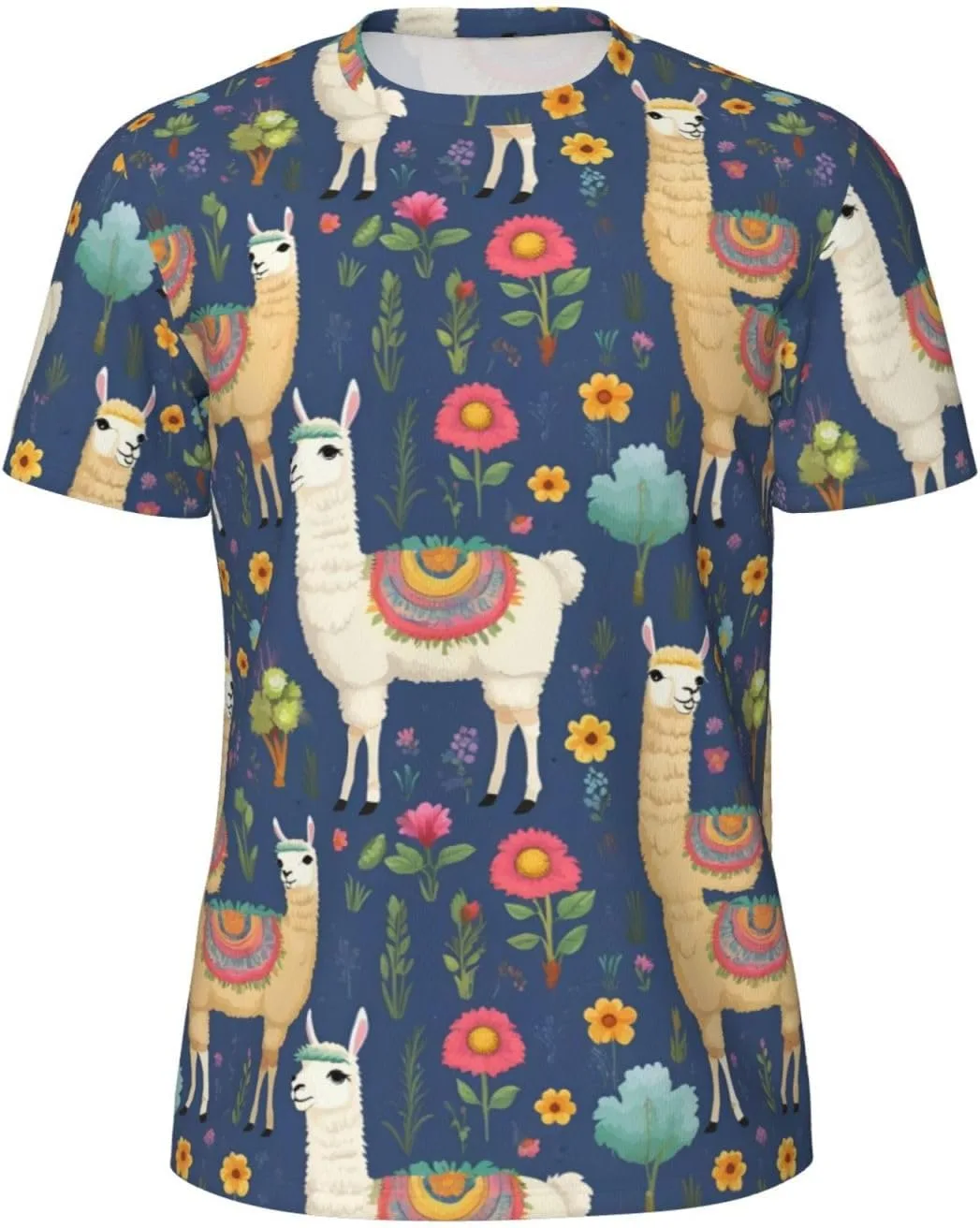 

Футболка мужская летняя с принтом в виде ламы, легкая и дышащая SDFHU