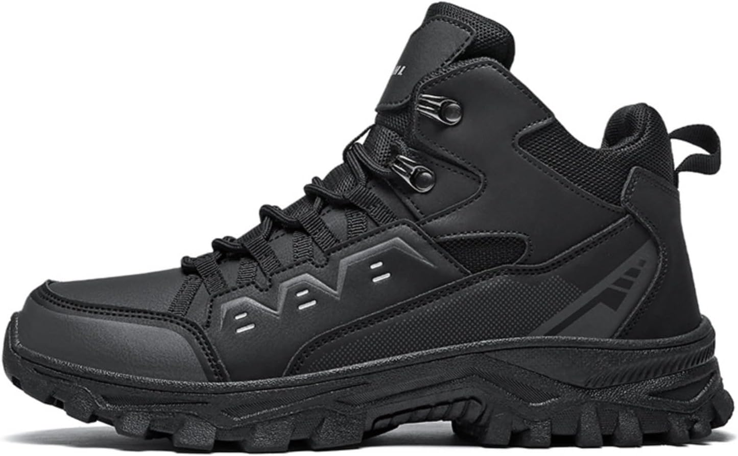 

Мужские высокие походные ботинки, треккинговые кроссовки на массивной подошве из ткани с застежкой-пряжкой, нескользящие ботинки из натурального каучука для мужчин и женщин Azttoztto, черный