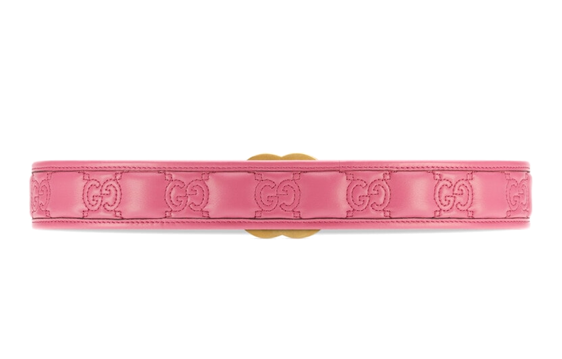 GUCCI Ремень GG Marmont Matelassé Double G с гладкой пряжкой свободного кроя для женщин, розовый, ширина: 4см — фото 3
