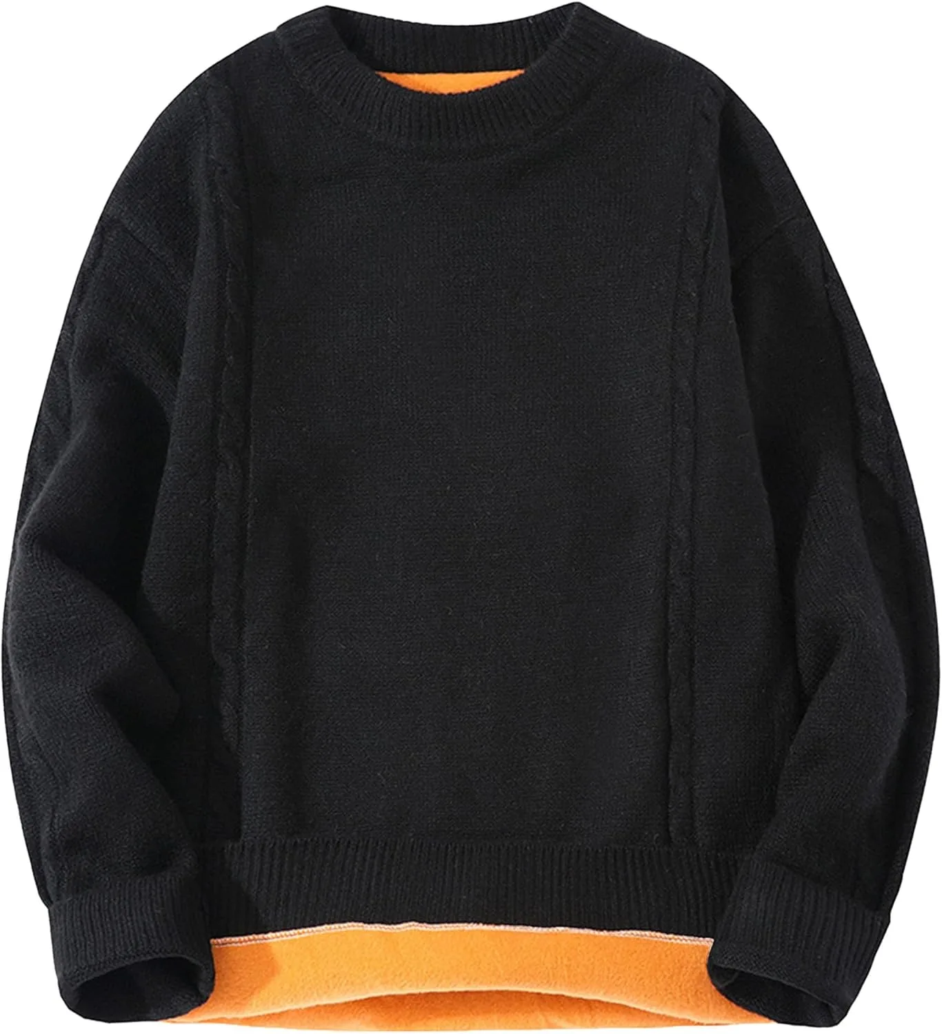 

Мужской толстый вязаный пуловер с узором резинки и подкладкой Sherpa SWJGLITTR