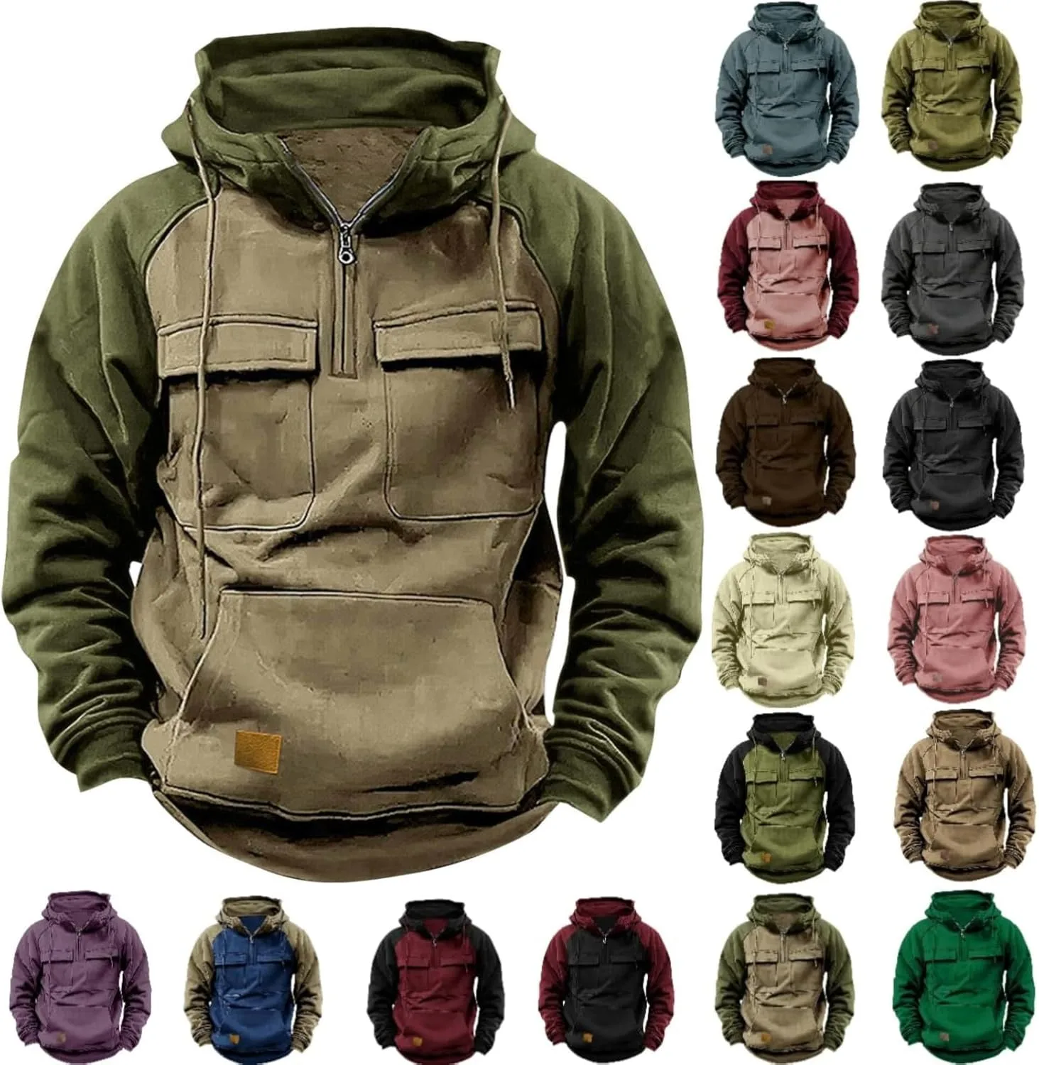 

Тактический худи для мужчин 2025 с карманами