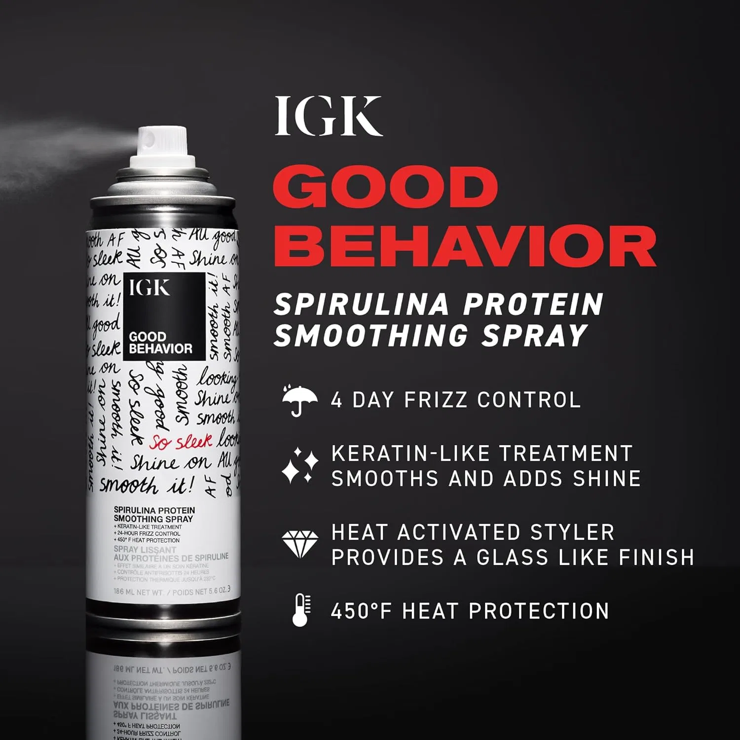 Разглаживающий спрей с протеином спирулины «Good Behavior» от IGK, 68 мл Igk — фото 2