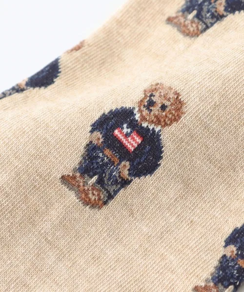 Носки органический хлопок POLO RALPH LAUREN флаг-медведь принт, бежевый — фото 3
