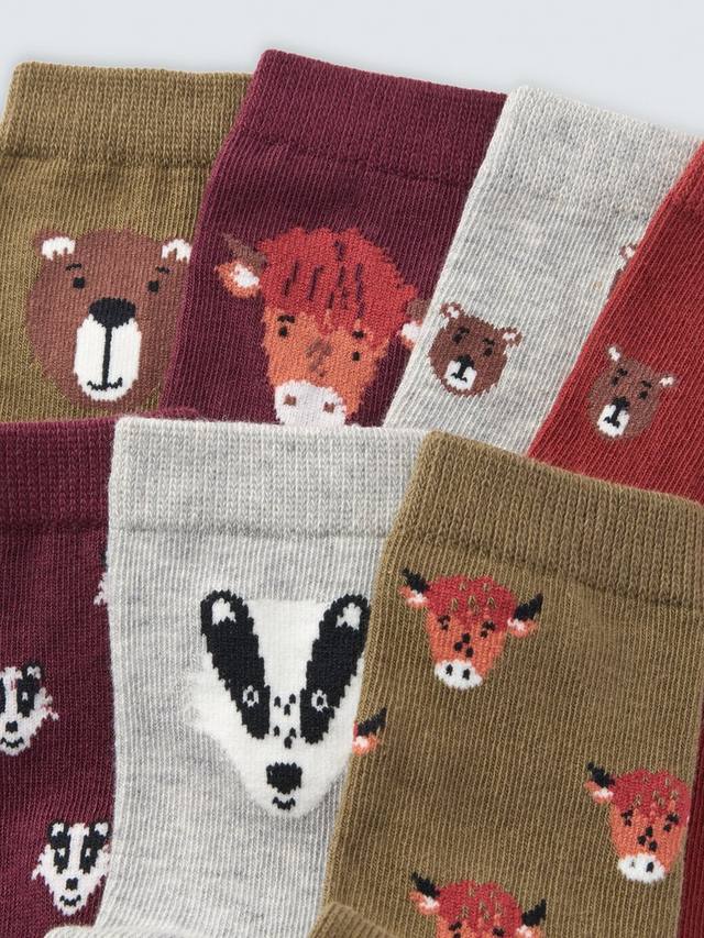 Детские носки с животными до щиколотки John Lewis, Pack of 7, Multi — фото 2