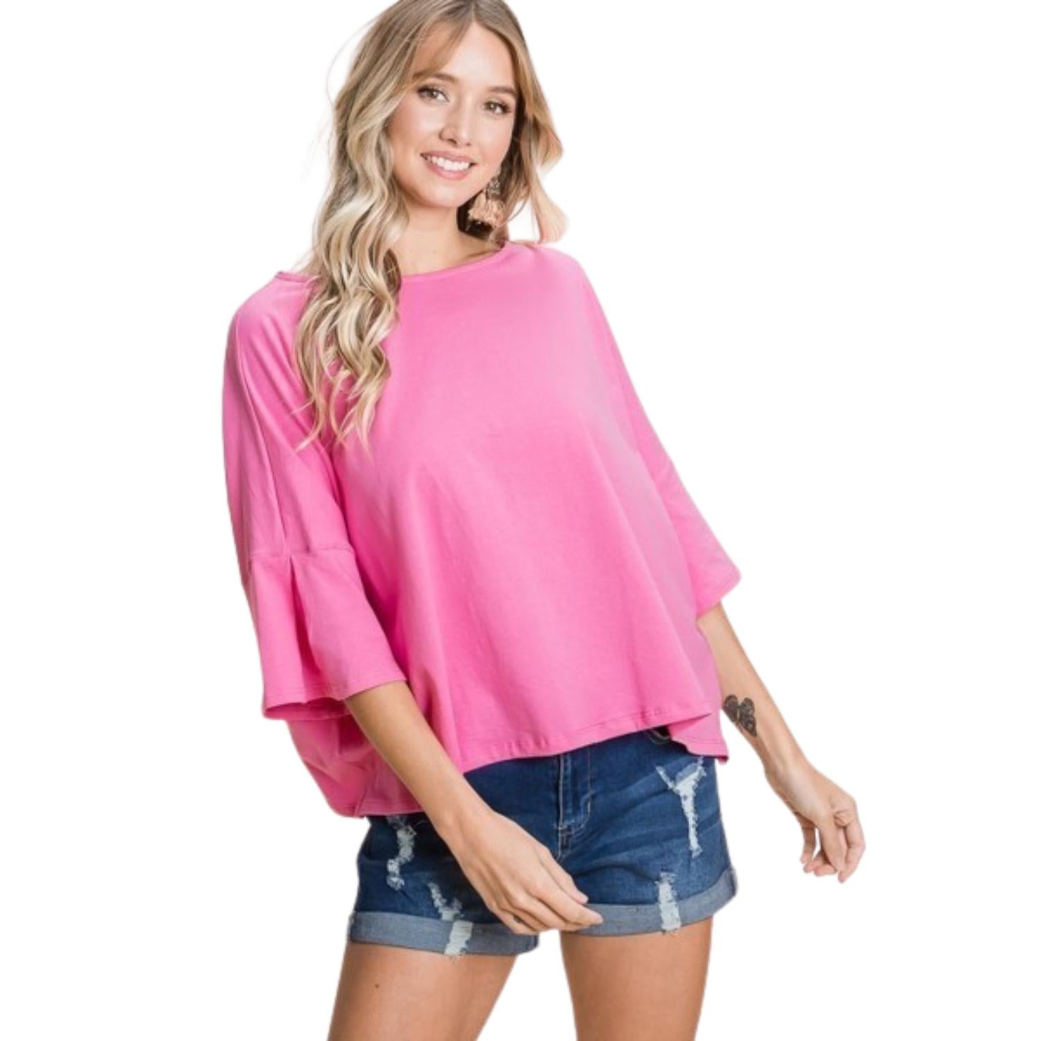 

Повседневный топ из цельного хлопка FASHNZFAB, розовый
