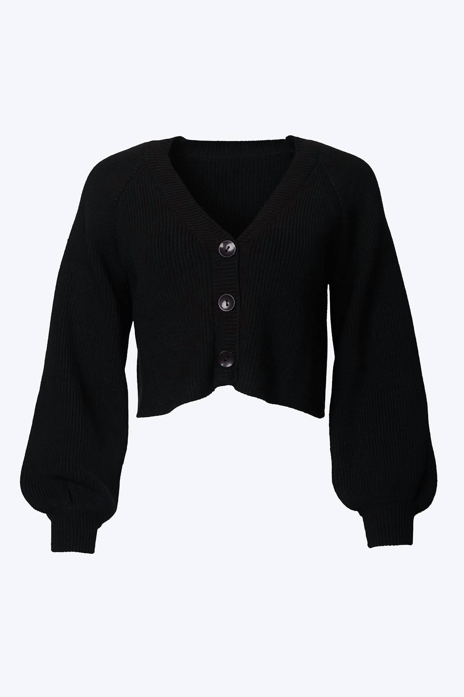 

Черный укороченный кардиган с рубчиком и свободным кроем SUNIMPERIAL