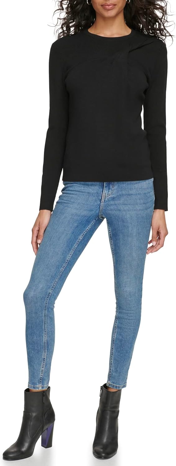 

Женский свитер Calvin Klein с длинными рукавами и перекрученным воротом, Black