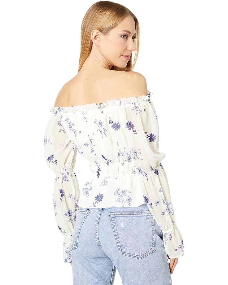 

Топ WAYF Portola Off Shoulder Long Sleeve Top, цвет Ivory Stamp Floral