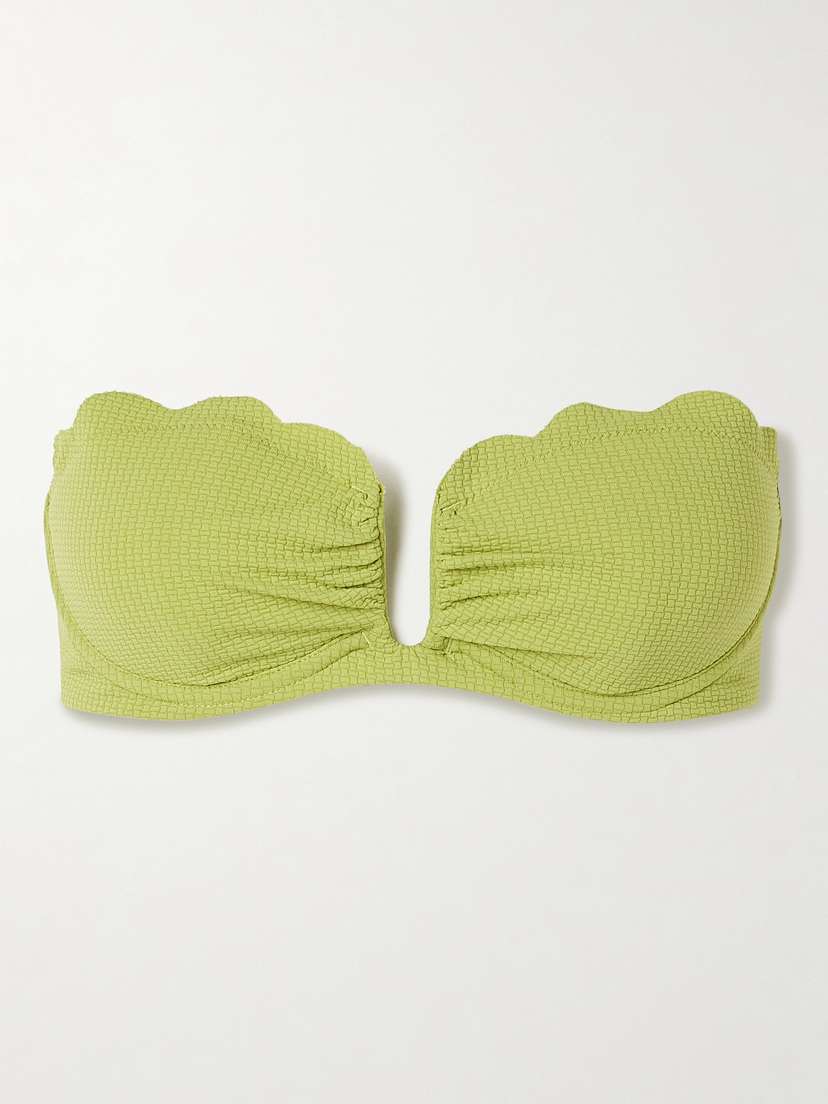 

Лиф бикини Lisbon без бретелек из сирсакера на косточках Marysia, зеленый