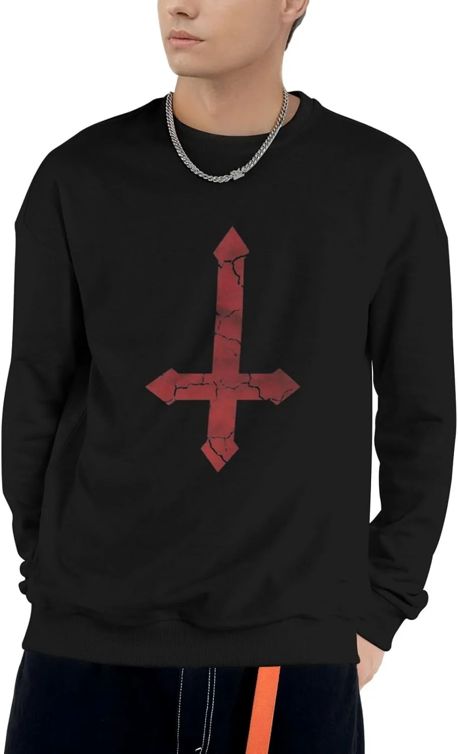 

Демонический инвертированный крест свитшот мужской и женский Cotton Crew Neck HYYTNHJSD