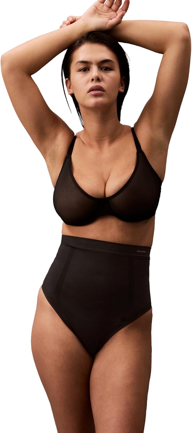 Утягивающие трусики-стринги с высокой талией Calvin Klein Women's Shapewear Secure Sculpt, Black — фото 2