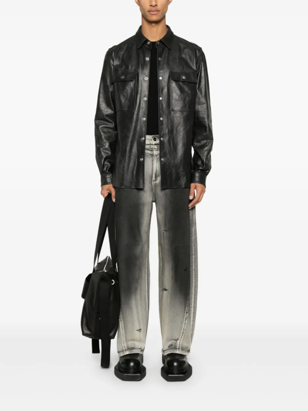 Кожаная куртка Рика Оуэнса Rick Owens, черный — фото 2