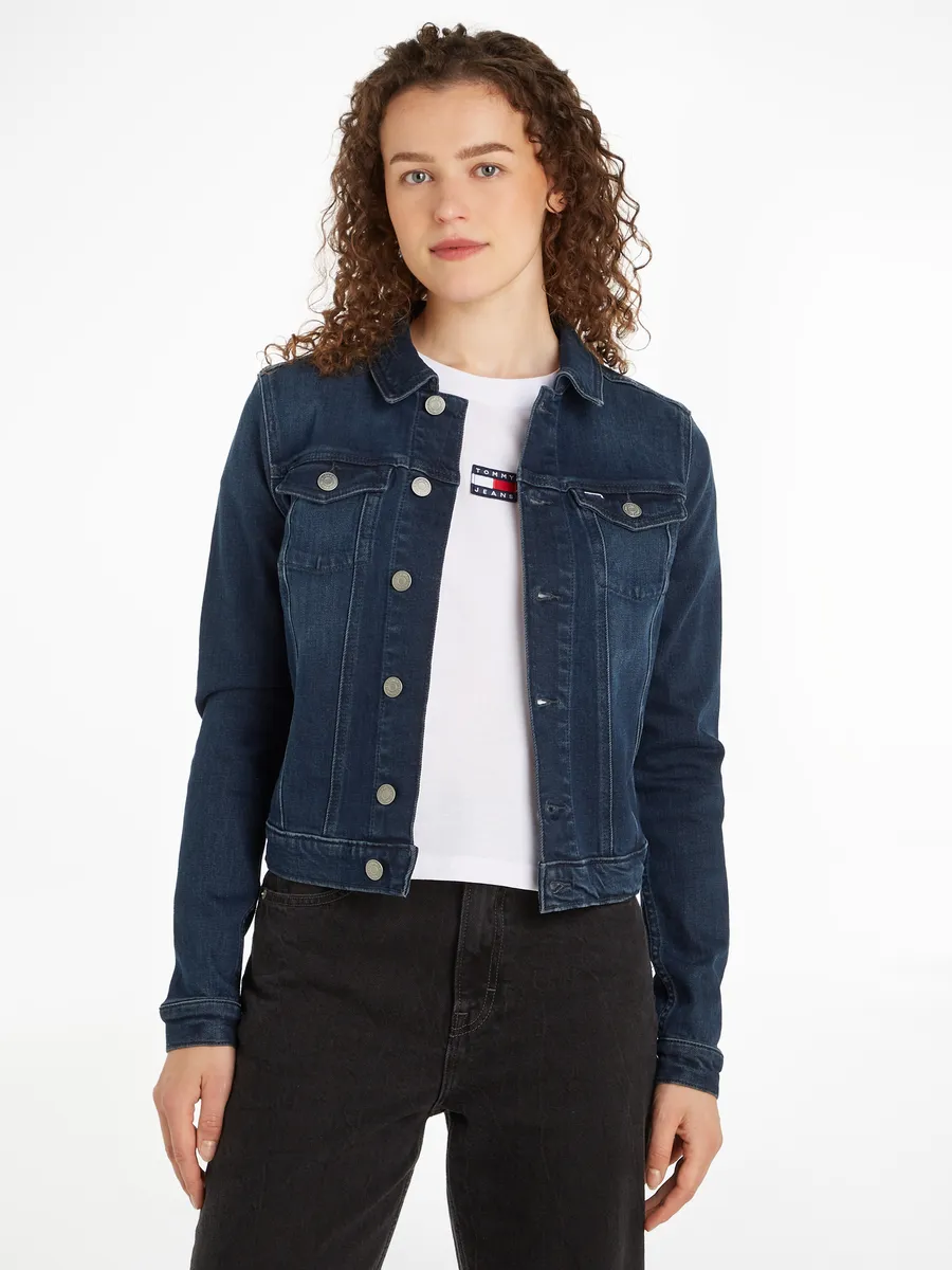 

Джинсовая куртка Tommy Jeans "VIVIANNE SKN JACKET CH8168", с флагом Tommy Jeans, джинсовый