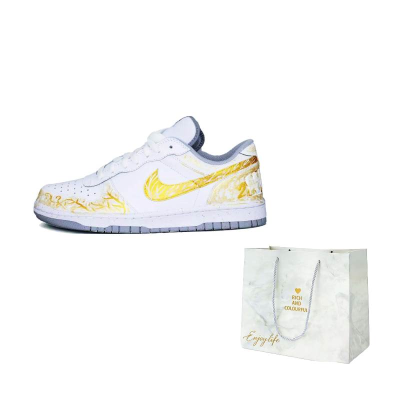 

Nike Большие золотые легендарные легкие износостойкие низкие кроссовки для скейтбординга Unisex White Gold