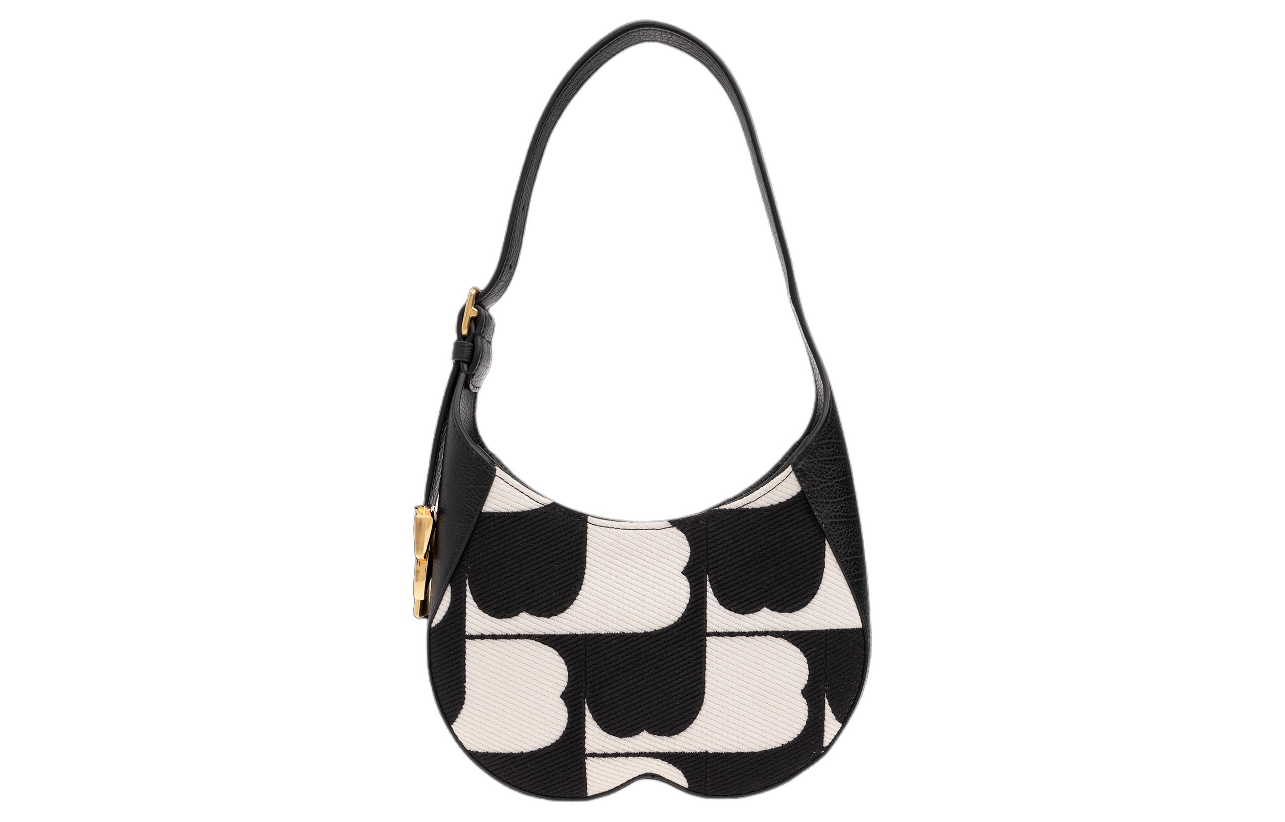 

Шерстяная сумка через плечо с кожаными вставками женская черно-белая Burberry