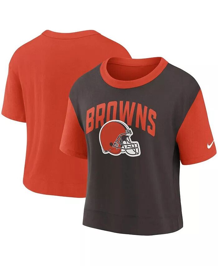 

Женская оранжево-коричневая модная футболка Cleveland Browns High Hip Fashion Nike
