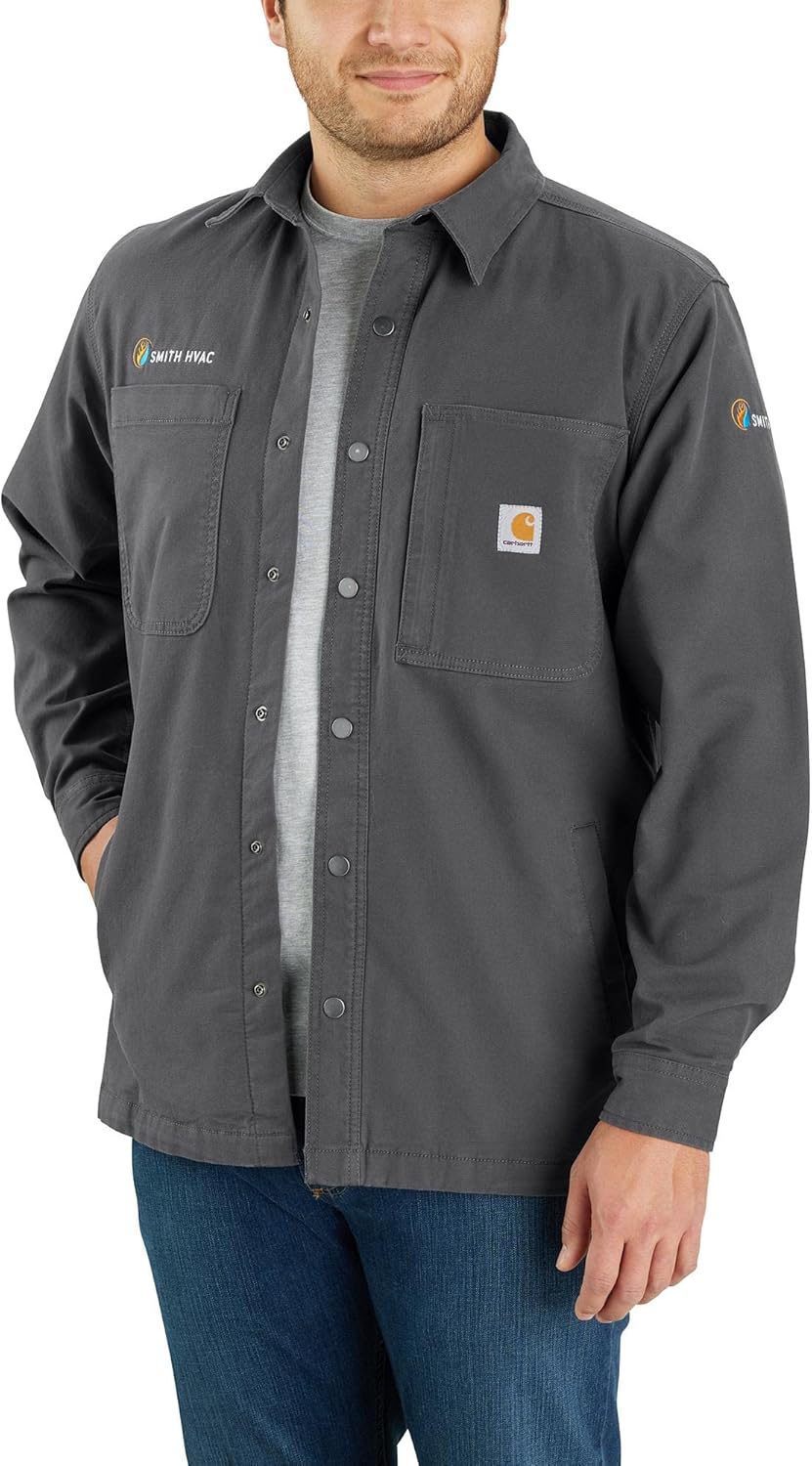 

Мужская рубашка Carhartt 105532 Rugged Flex Relaxed Fit Canvas с флисовой подкладкой на кнопках, Shadow