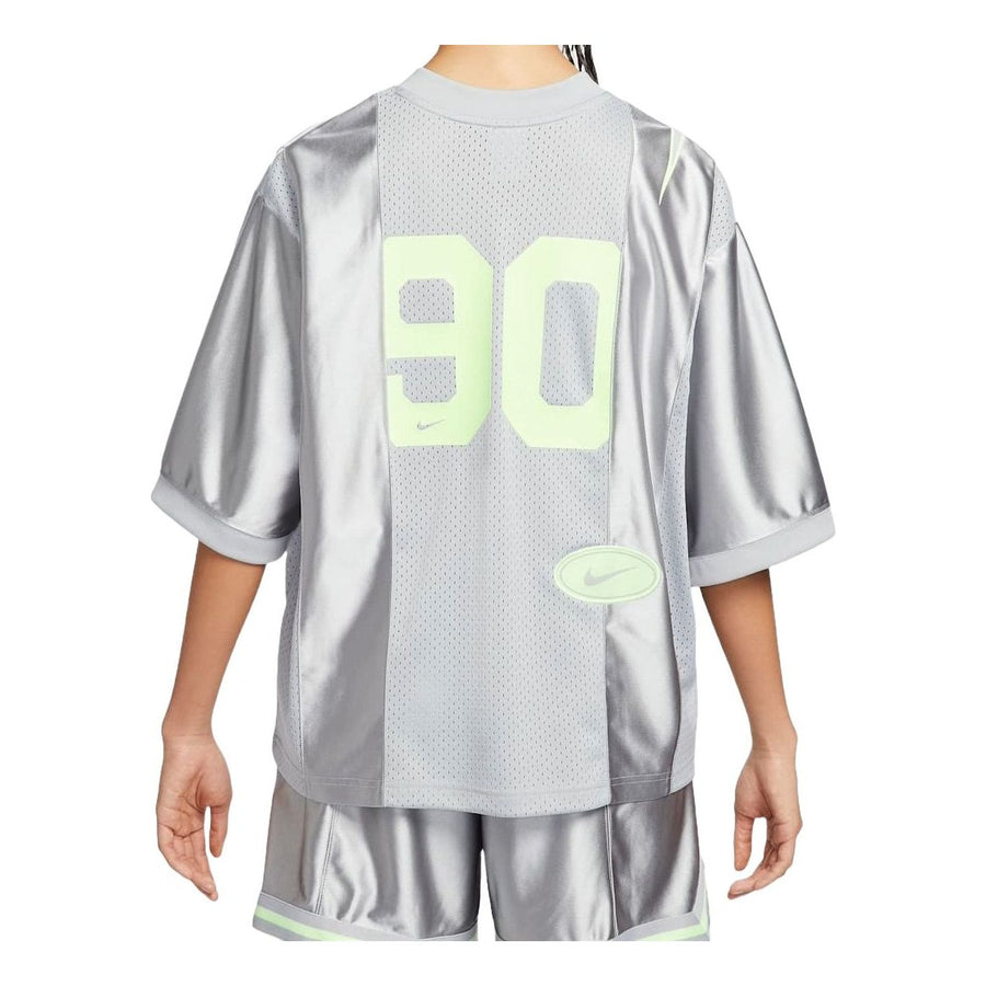 Джерси (WMNS) Nike Sportswear Street Oversized Graphic Jersey Top Asia Sizing 'Smoke Grey Barely Volt', серебряный — фото 2