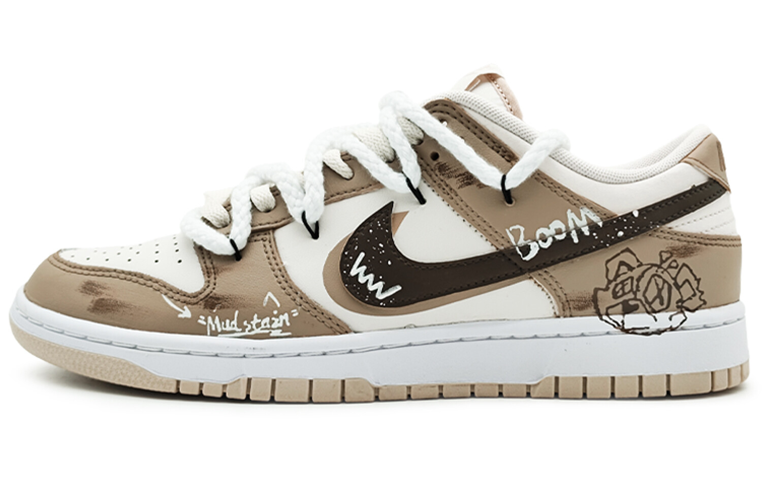 

Кроссовки Nike Dunk Skateboarding Shoes Unisex Low-top Beige/brown, цвет Off White