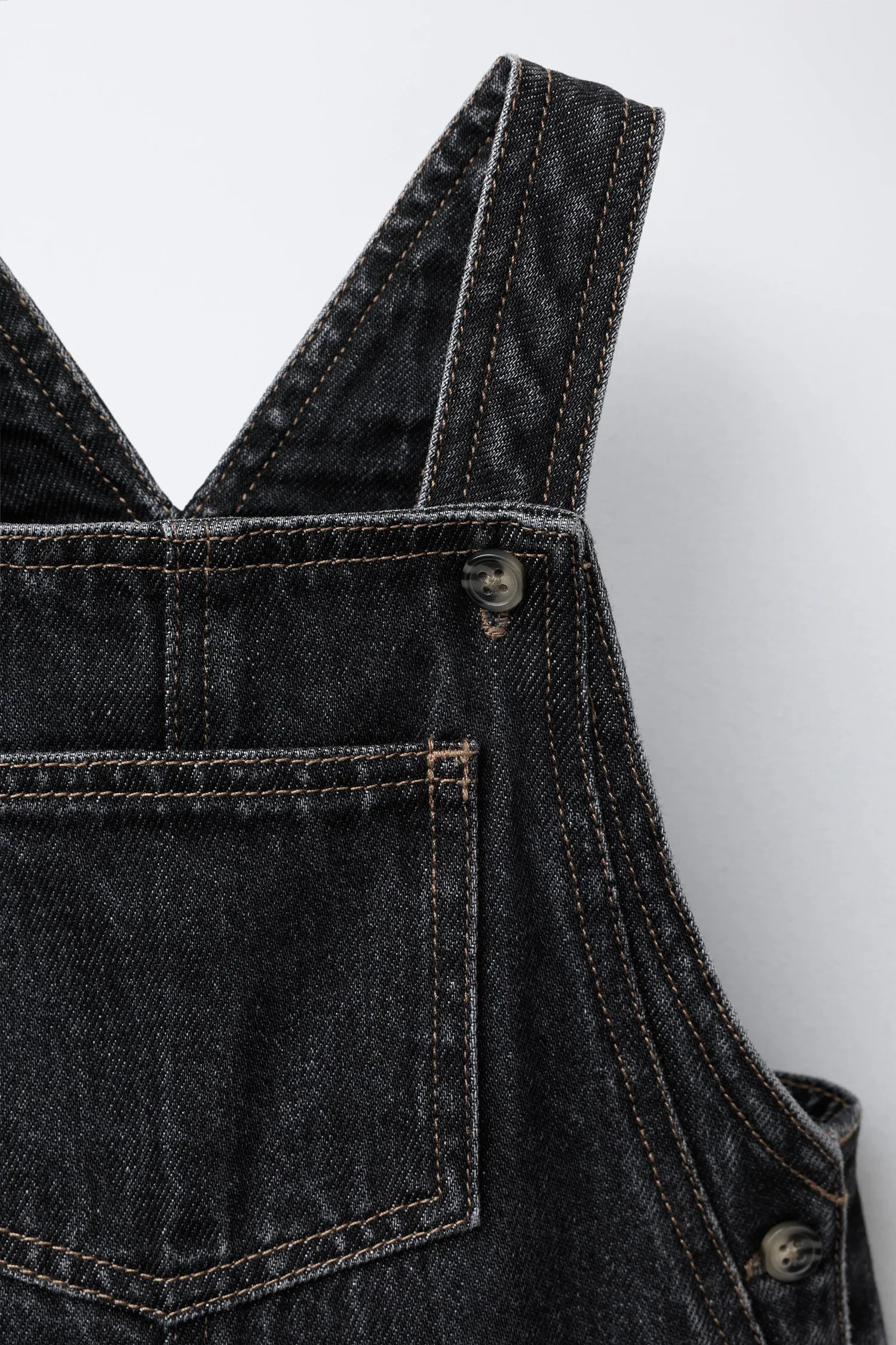 Длинные джинсовые комбинезоны Zara, черный — фото 3