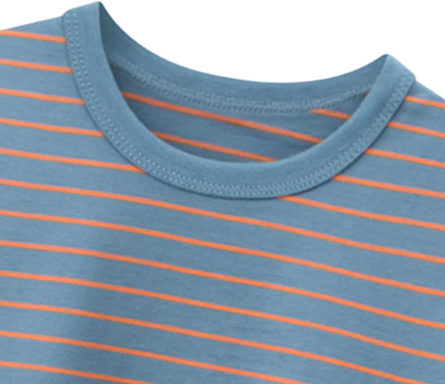 Футболка детская с коротким рукавом, хлопок, полосатая, Orange — фото 2