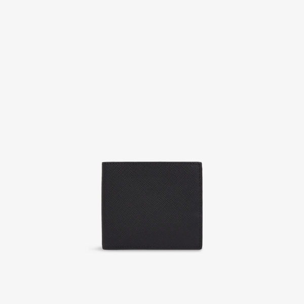 

Бумажник кожаный Smythson Panama с 6 отделениями для карт, черный