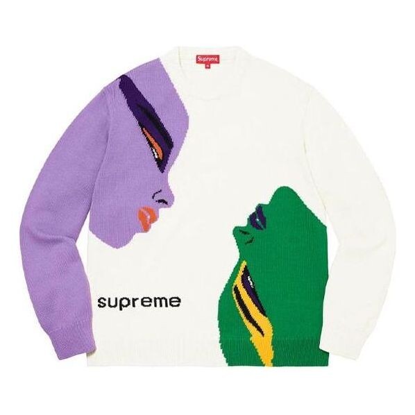 

Свитер faces sweater 'white purple green' Supreme, белый