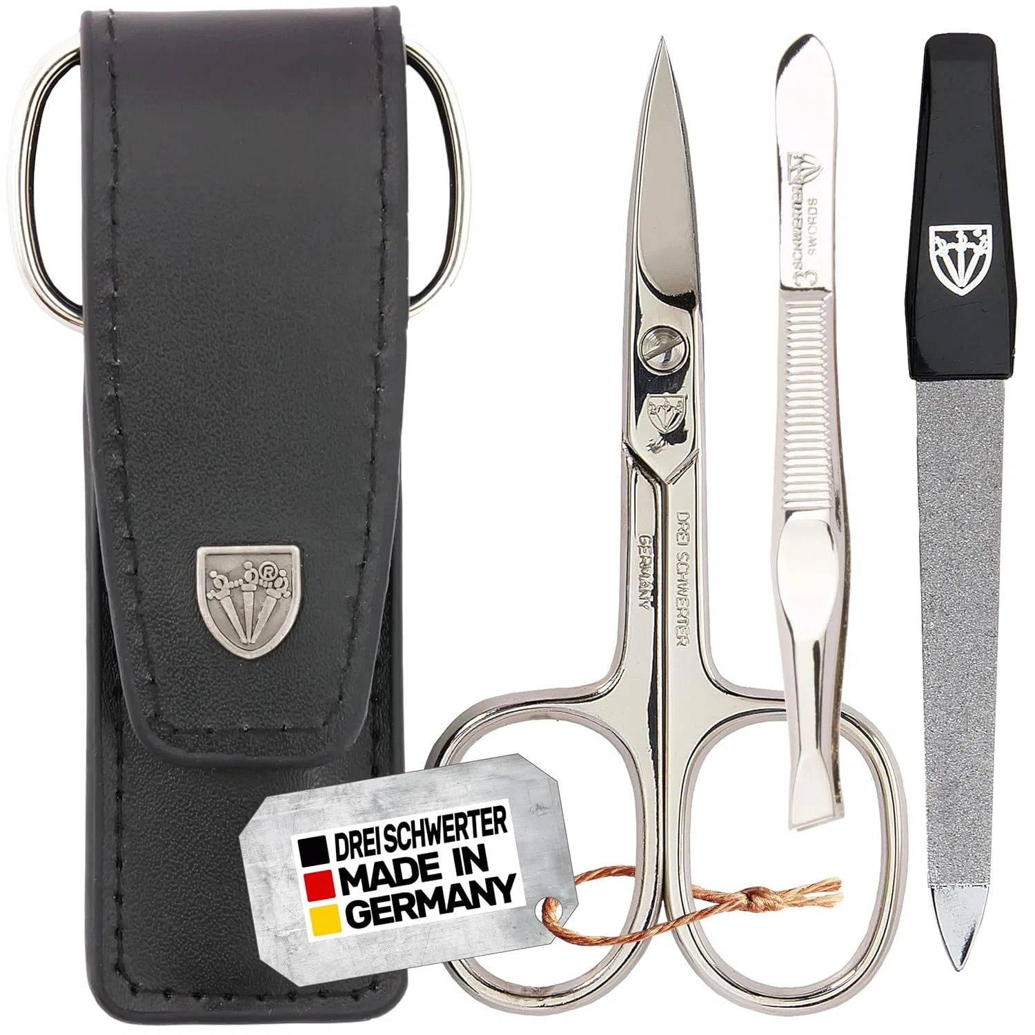 Маникюрно-педикюрный набор из 3 предметов в кожаном чехле от 3 Swords Drei Schwerter, Black - Genuine Leather