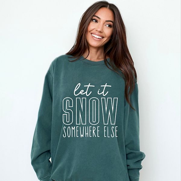 

Свитшот Let it snow somewhere block garment dyed Simply Sage Market, Blue Spruce